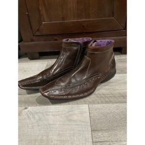 Giorgio Brutini Mens Brown Leather Square Toe Side Zip Ankle Boots Size 12M